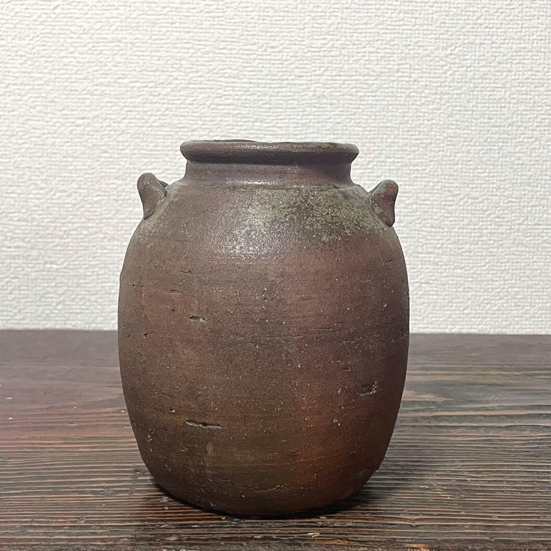 古備前 自然釉 雀口 鳶口 双耳壺 小壷 蹲 花器 花入 常滑焼 六古窯