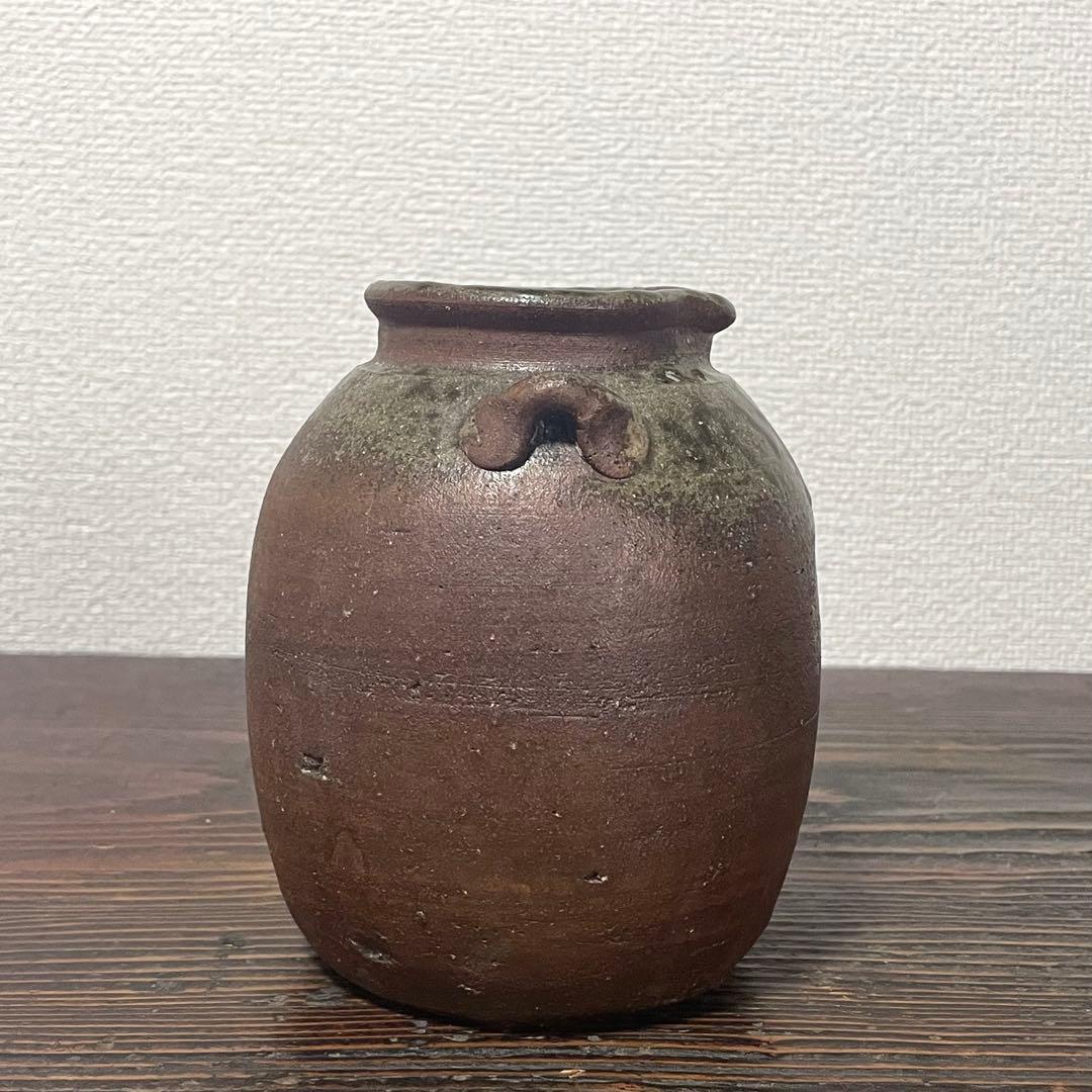 古備前 自然釉 雀口 鳶口 双耳壺 小壷 蹲 花器 花入 常滑焼 六古窯