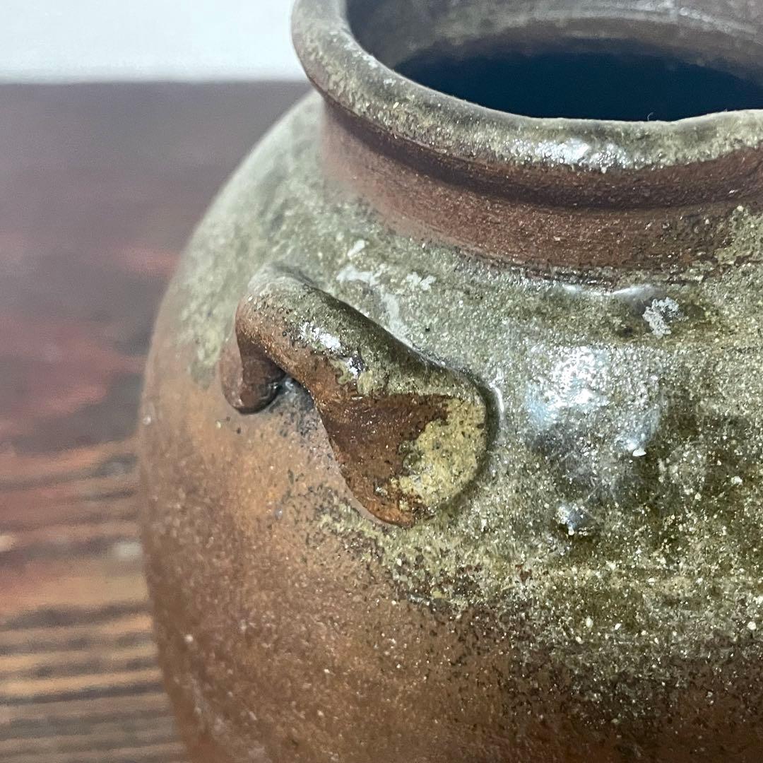 古備前 自然釉 雀口 鳶口 双耳壺 小壷 蹲 花器 花入 常滑焼 六古窯