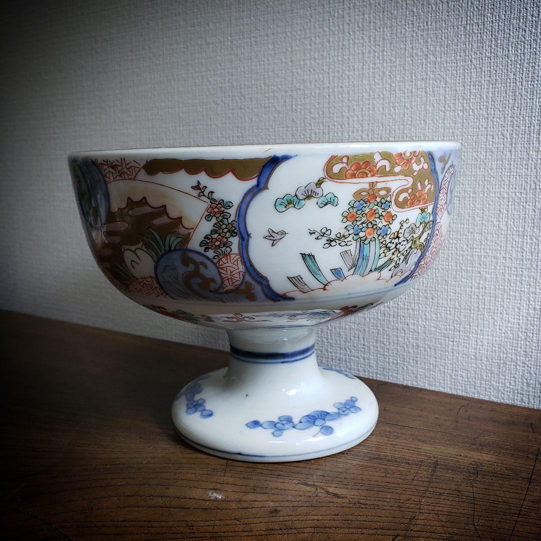 古伊万里　色絵　鳥　極楽浄土　盃洗　明治　訳あり　ニュウ