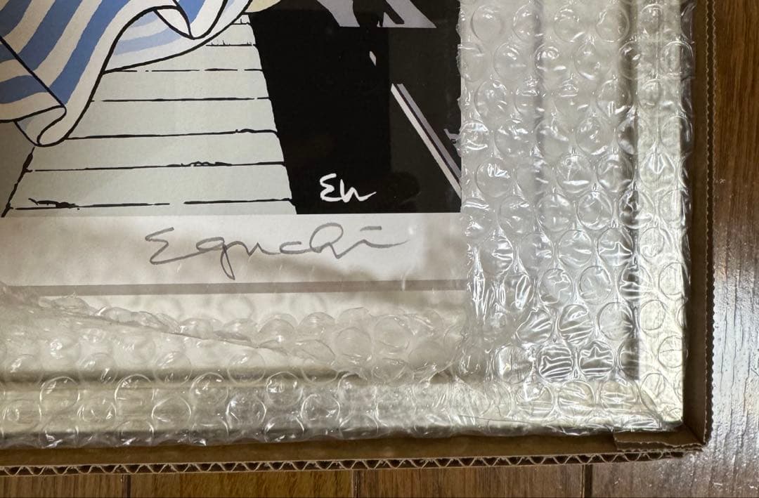 【未使用美品】江口寿史 複製画 「日曜日のサマートレイン」 サイン入り