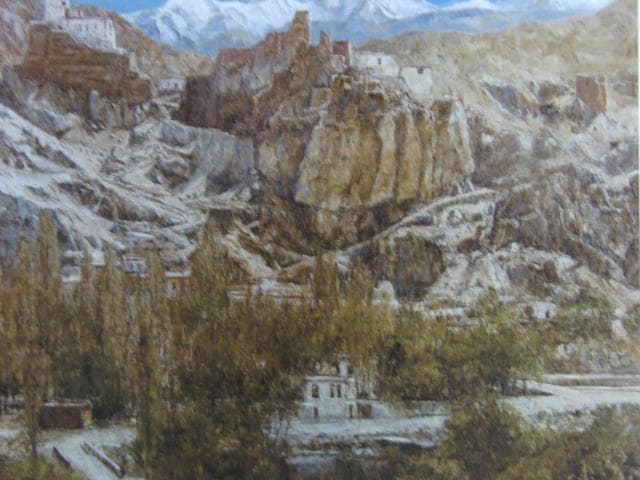 嶋津俊則、【バスゴーの城跡と僧院】、希少な画集画、新品高級額・額装付