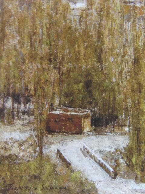 嶋津俊則、【バスゴーの城跡と僧院】、希少な画集画、新品高級額・額装付