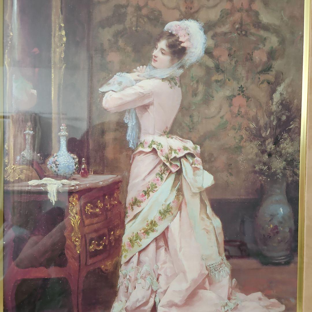 鏡の前の装い　ジュール　ジェームス　ルージュロン　ポスター切り取りの額装