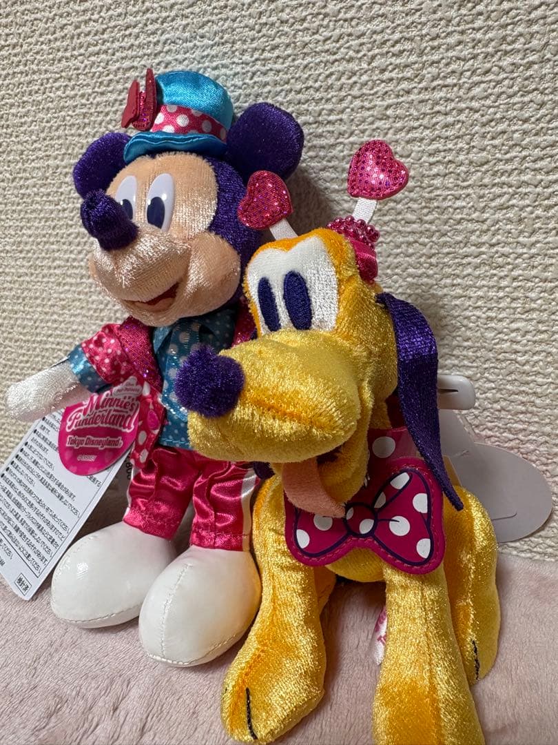 2点セット ミニーパルパルーザぬいぐるみバッジ ミッキー プルート