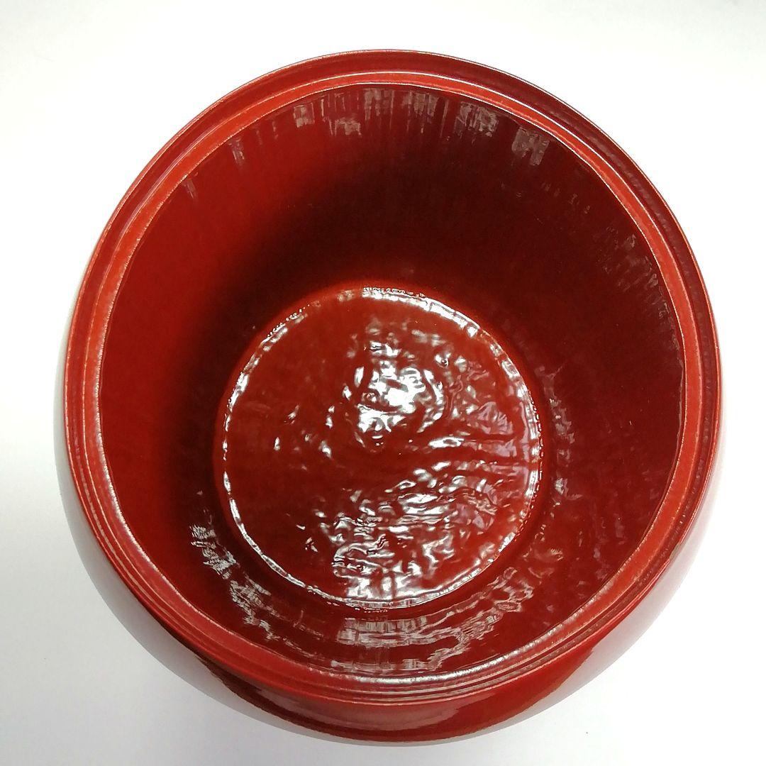 Ｓ４１０　水指　『太鼓胴　朱竹水指』『塗師　助田宗明作』　共箱　茶道具