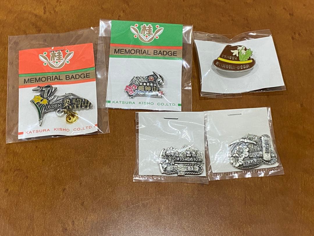 未開封　登山ピンバッジ 5点セット+ チーバくんピンバッジ一点おまけ