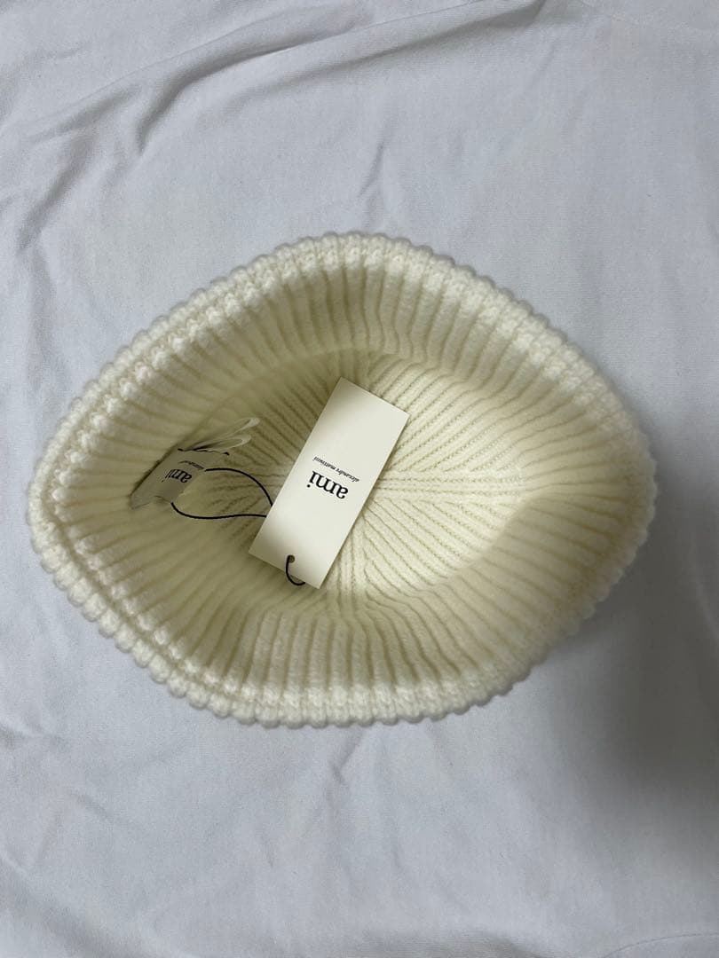 ami アミパリス ビーニーニット帽 ホワイト 新品タグ付き 巾着付き