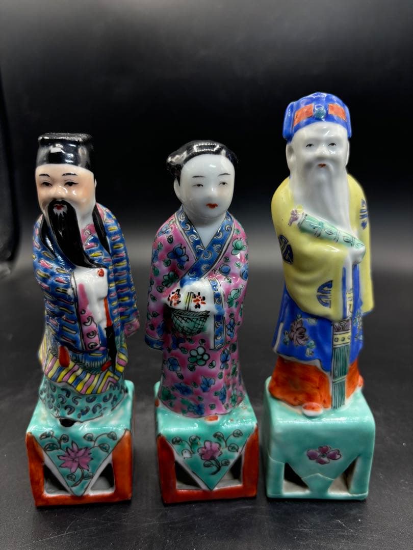 中国美術 古玩 色絵陶人形 陶器人形 高さ約17cm 置物 オブジェ 古董品