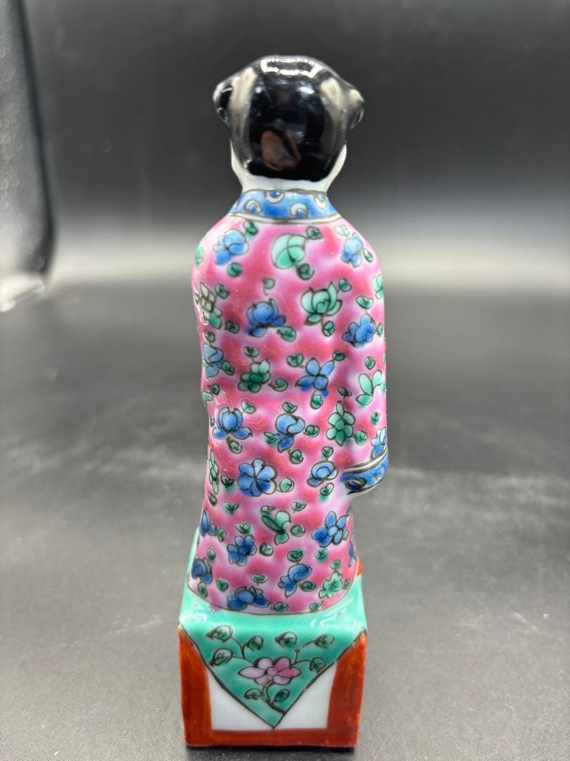 中国美術 古玩 色絵陶人形 陶器人形 高さ約17cm 置物 オブジェ 古董品