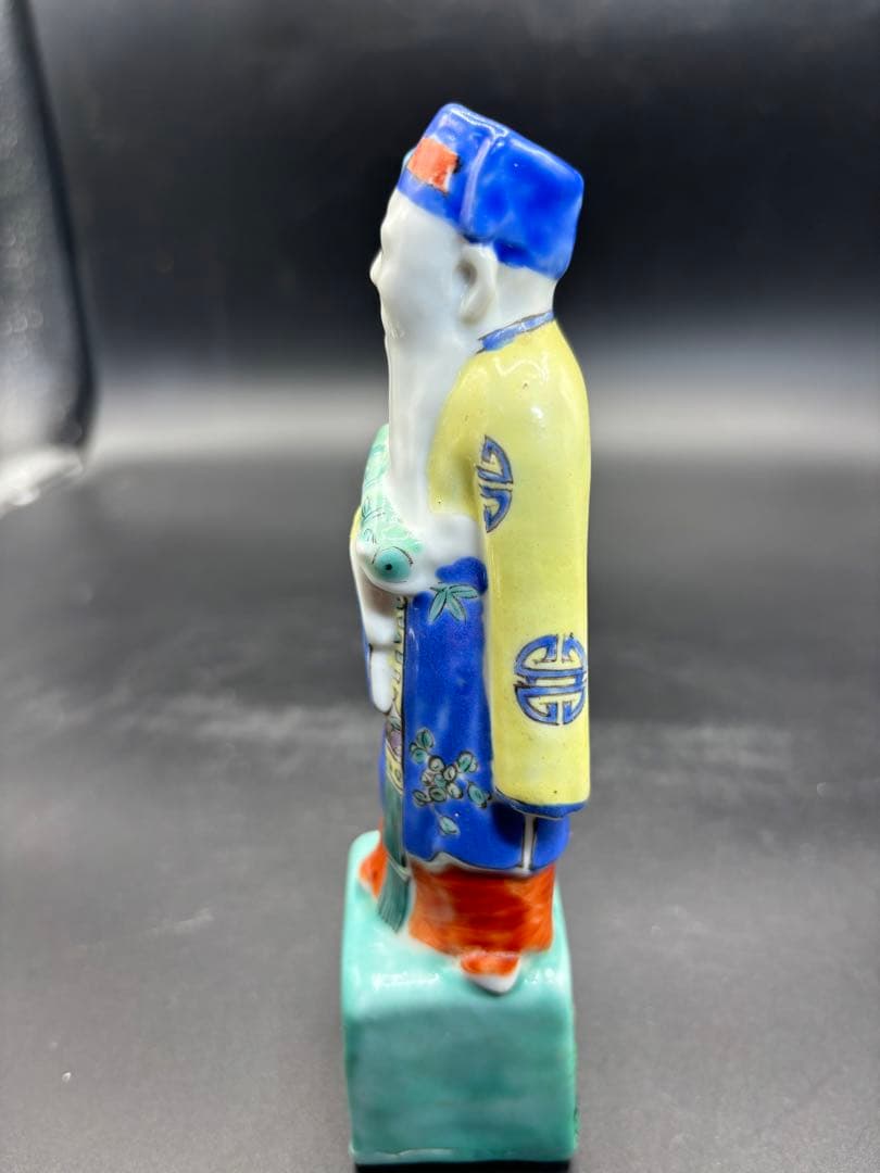 中国美術 古玩 色絵陶人形 陶器人形 高さ約17cm 置物 オブジェ 古董品