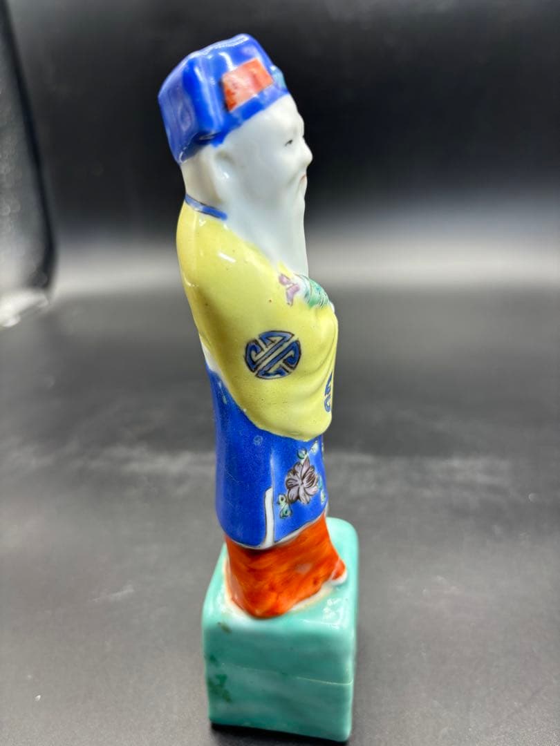 中国美術 古玩 色絵陶人形 陶器人形 高さ約17cm 置物 オブジェ 古董品