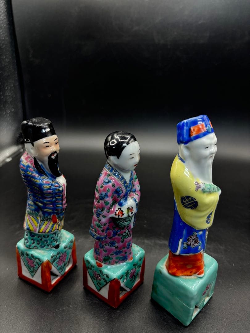 中国美術 古玩 色絵陶人形 陶器人形 高さ約17cm 置物 オブジェ 古董品