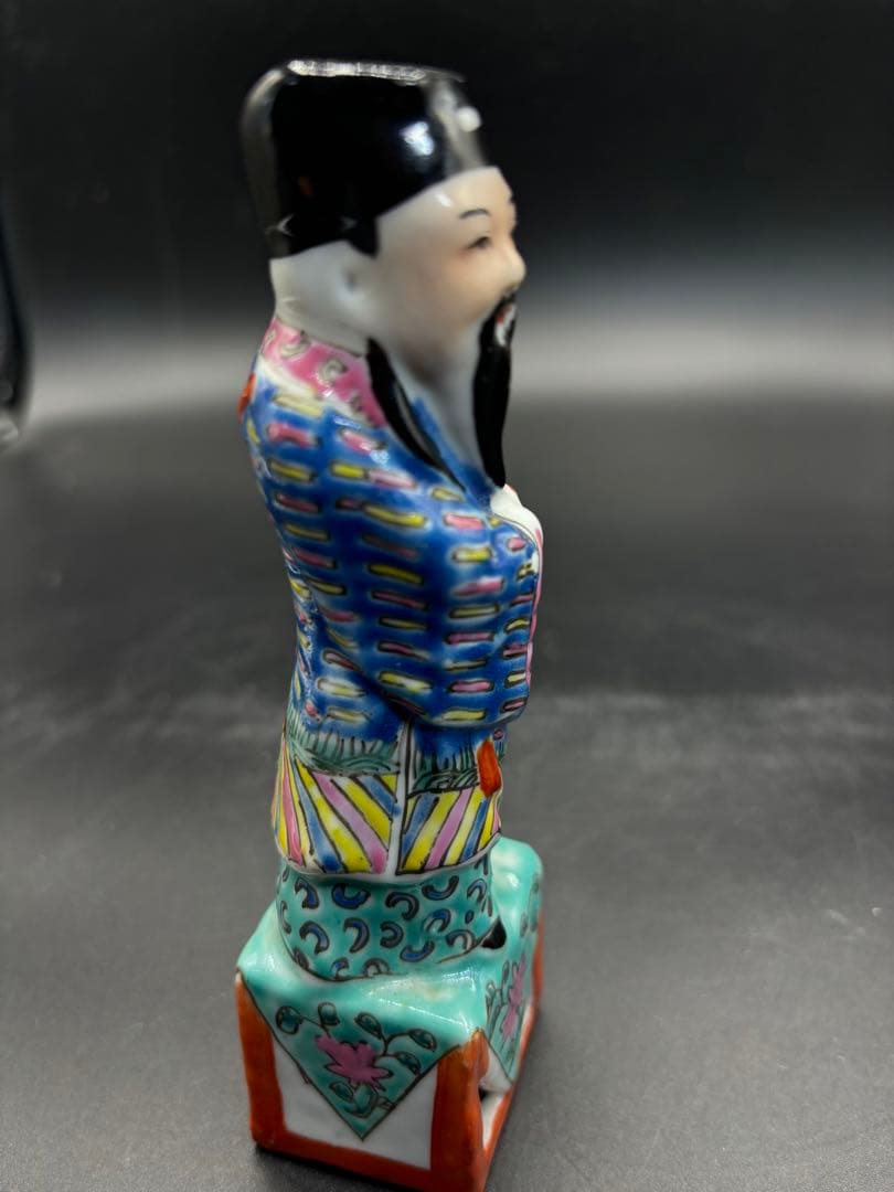 中国美術 古玩 色絵陶人形 陶器人形 高さ約17cm 置物 オブジェ 古董品