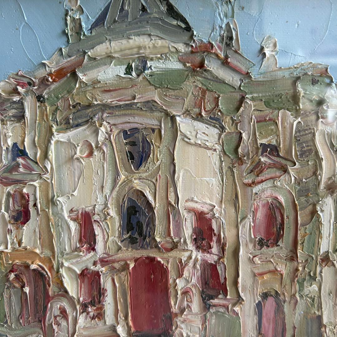 サイン入り　在銘 油彩画 【オビドス礼拝堂】建物風景 インテリア　美術品