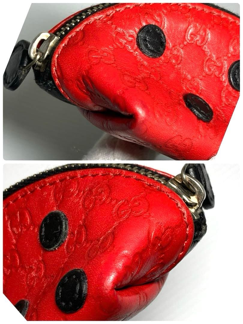 良品　 グッチ　グッチシマ　レザー　てんとう虫　ケース　ミニポーチ