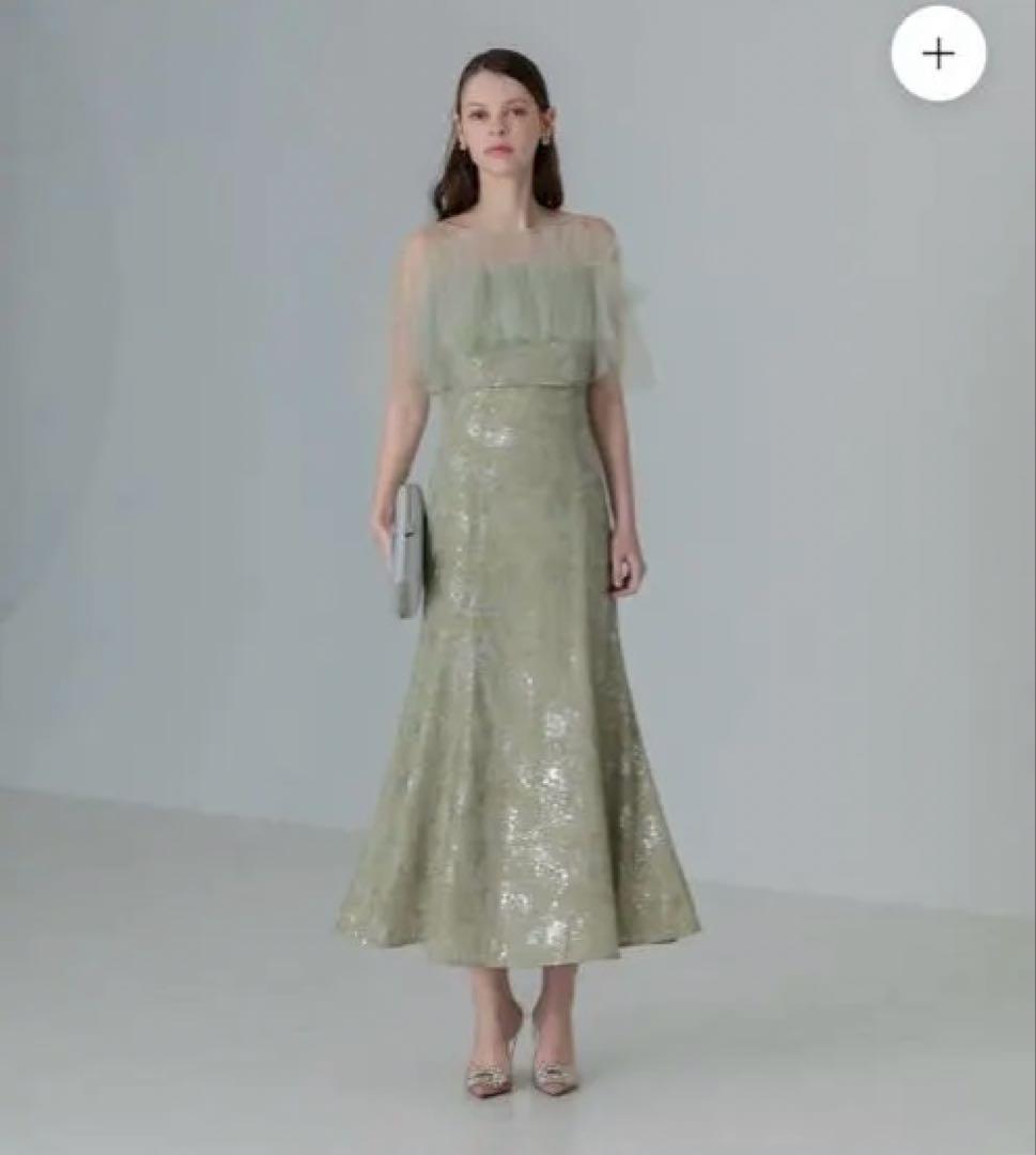 チュールフリルボレロペイントマーメイドワンピースドレス　leja