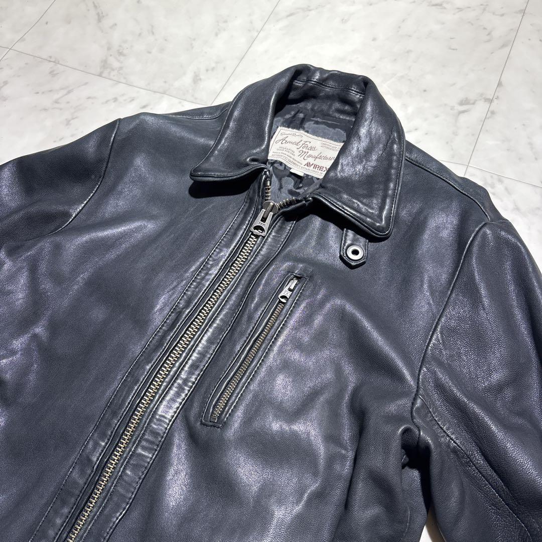 AVIREX ブラック シングルライダースジャケット M ブラック　レザー