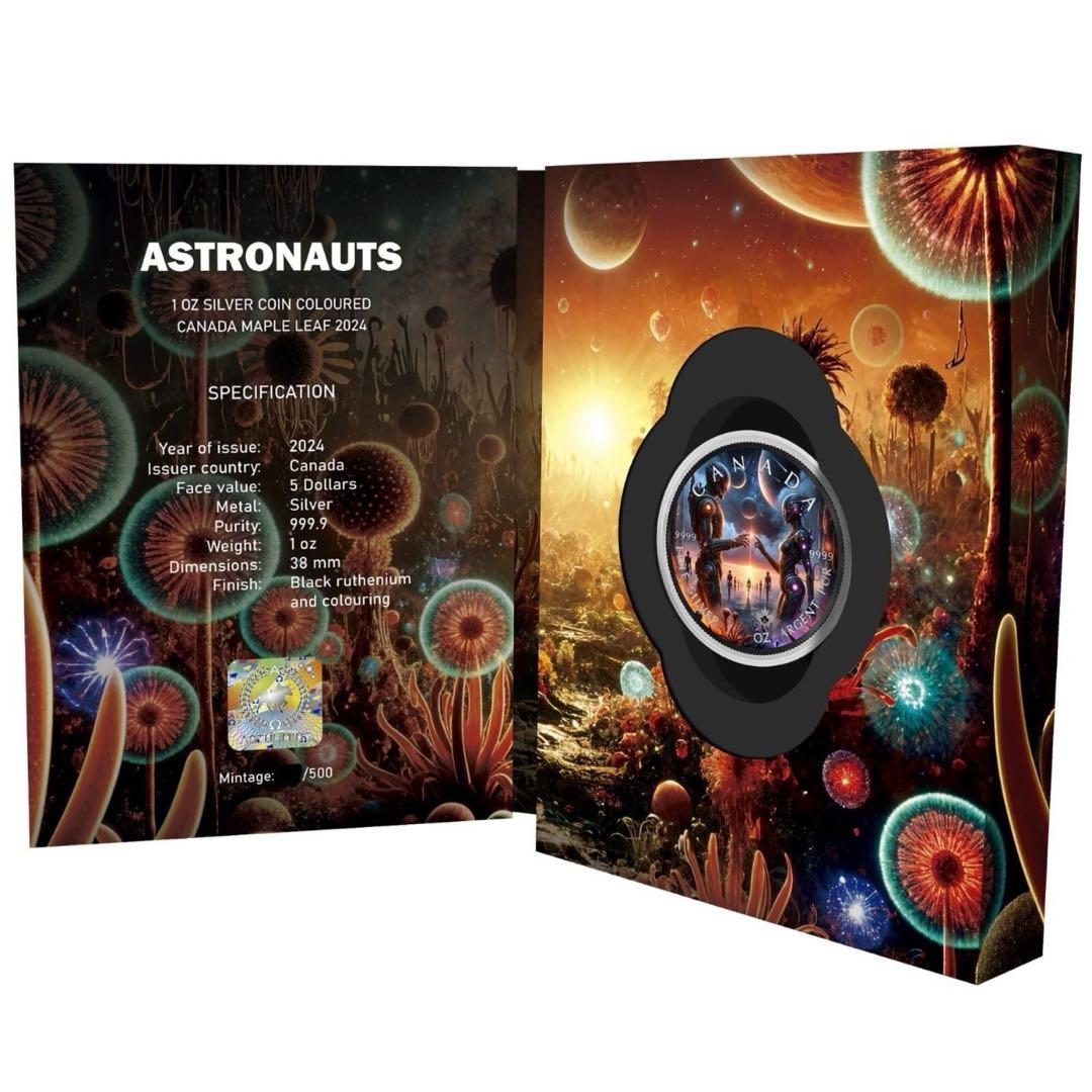 メイプルリーフ 銀貨 アストロノーツ 両面カラー ブラックルテニウム 1オンス