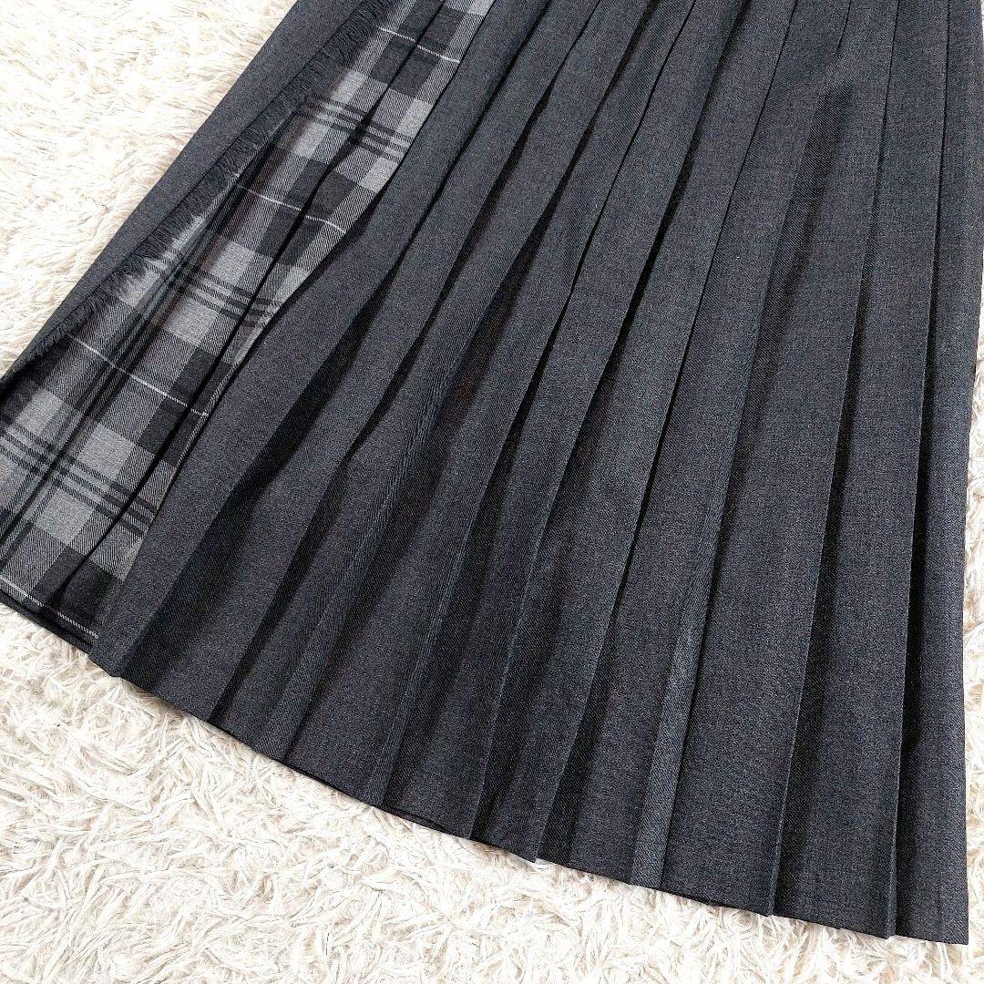 極美品 オニールオブダブリン プリーツAライン　チェック柄 レザーベルトスカート