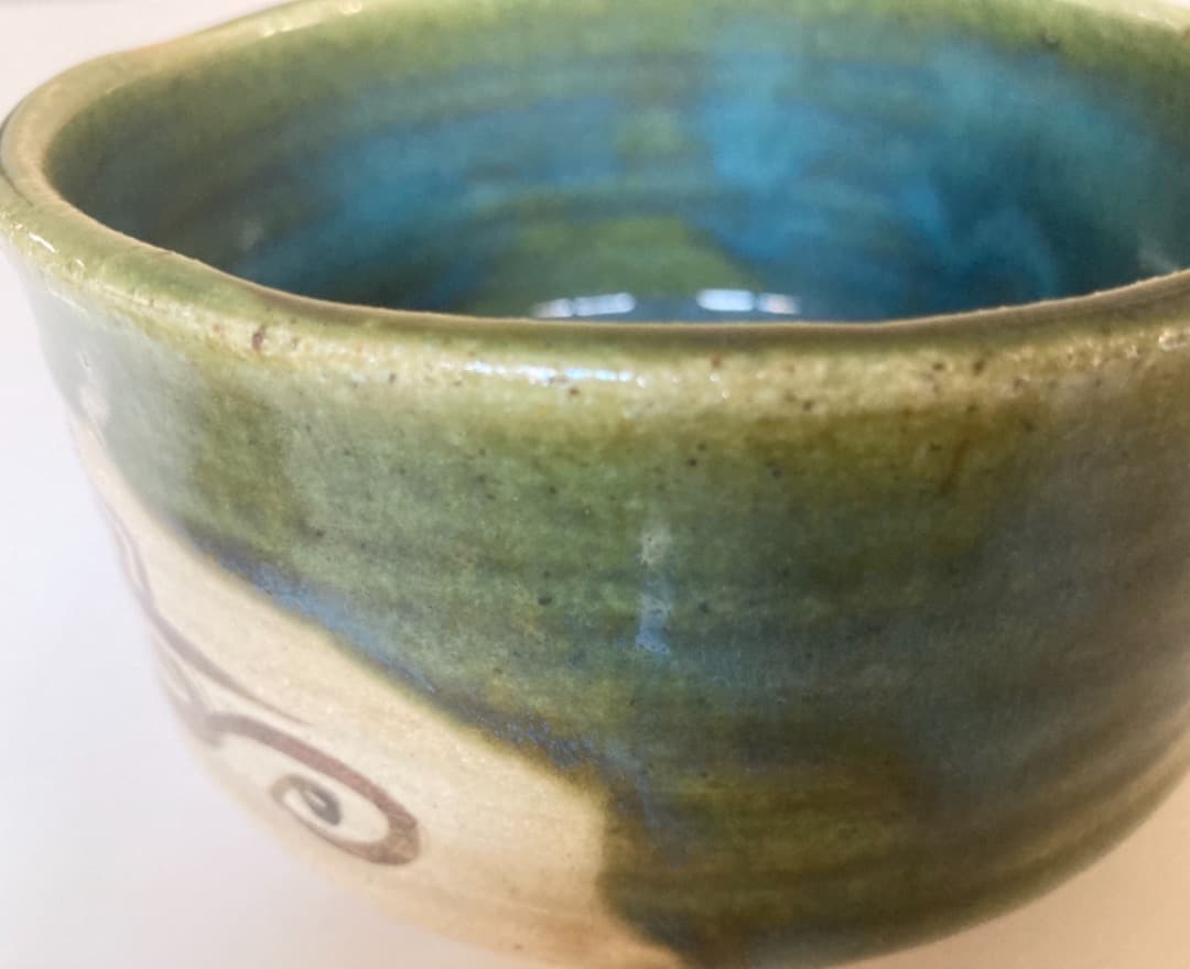 北大路魯山人作織部茶碗 銀座黒田陶々庵識 希少なお品