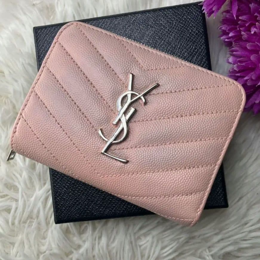美品✨イヴサンローラン YSL 財布 コンパクト ピンク系 レディース