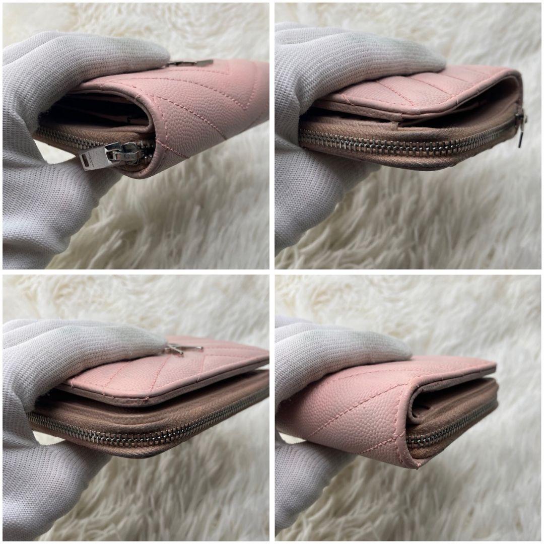 美品✨イヴサンローラン YSL 財布 コンパクト ピンク系 レディース