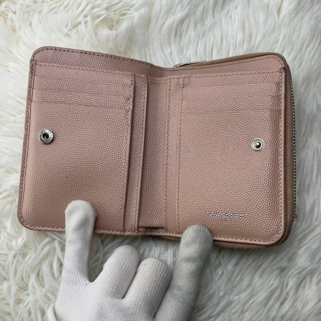 美品✨イヴサンローラン YSL 財布 コンパクト ピンク系 レディース