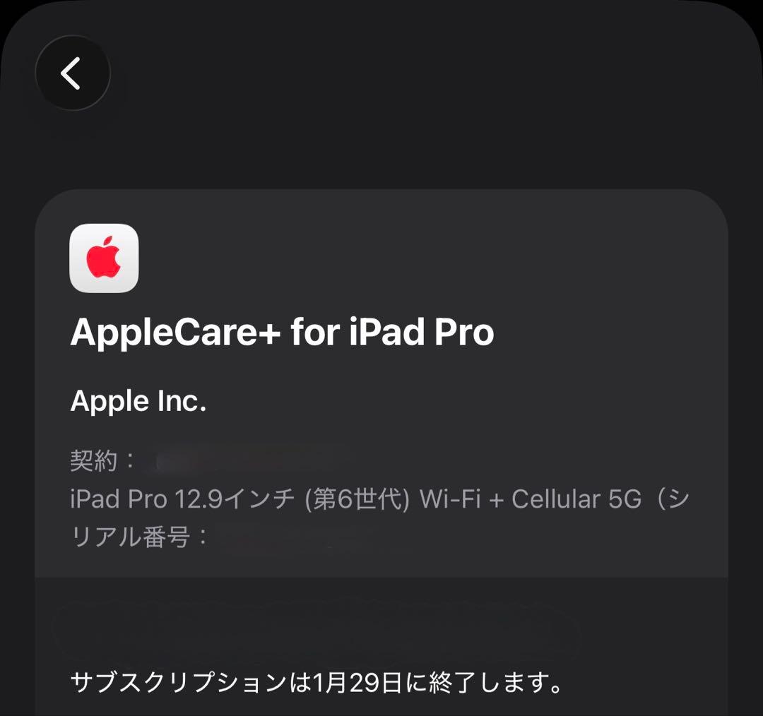 iPad Pro 12.9 第6世代 セルラー 512GB AppleCare付