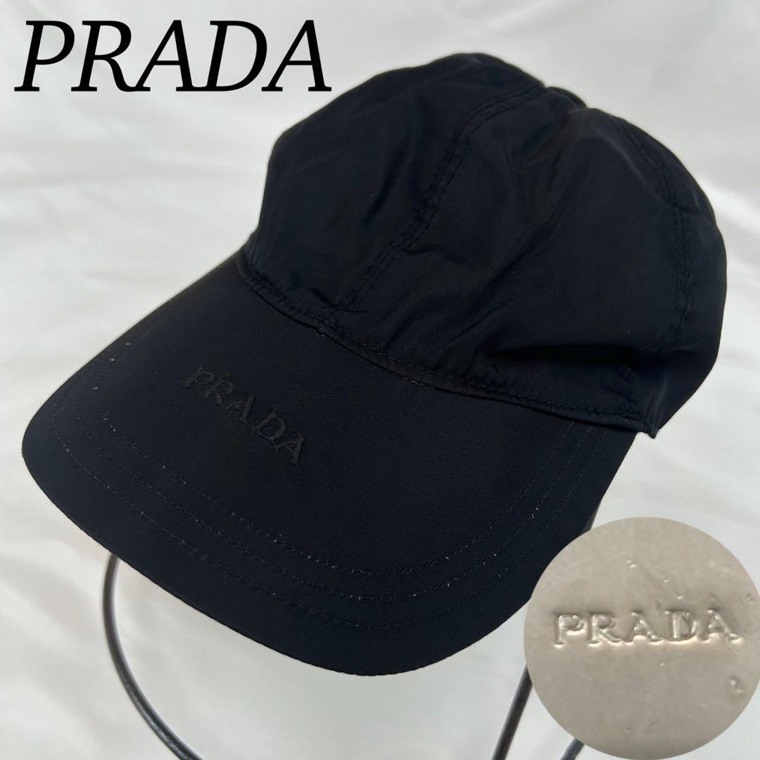 J531 プラダ イタリア製 ロゴ刺繍 ベースボールキャップ レディース