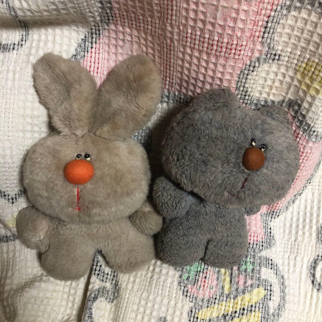 昭和レトロ　ヴィンテージ ぬいぐるみの三英　ウサギ＆クマ　ぬいぐるみ　中古品