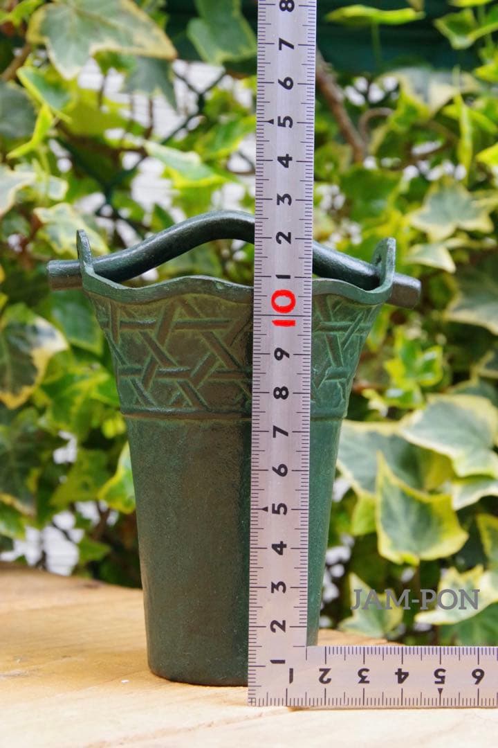 【長期保管品/当時物昭和レトロ】南部鉄器(鋳鉄/鋳物) 吊るし花器/猿手3本付き