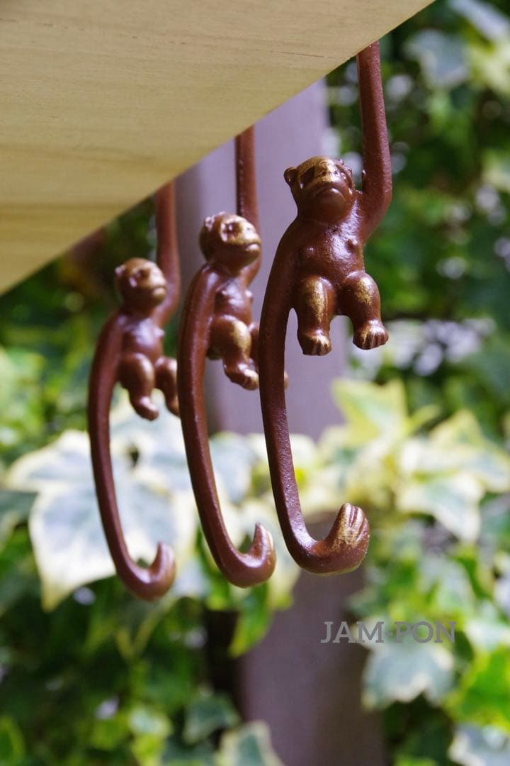 【長期保管品/当時物昭和レトロ】南部鉄器(鋳鉄/鋳物) 吊るし花器/猿手3本付き