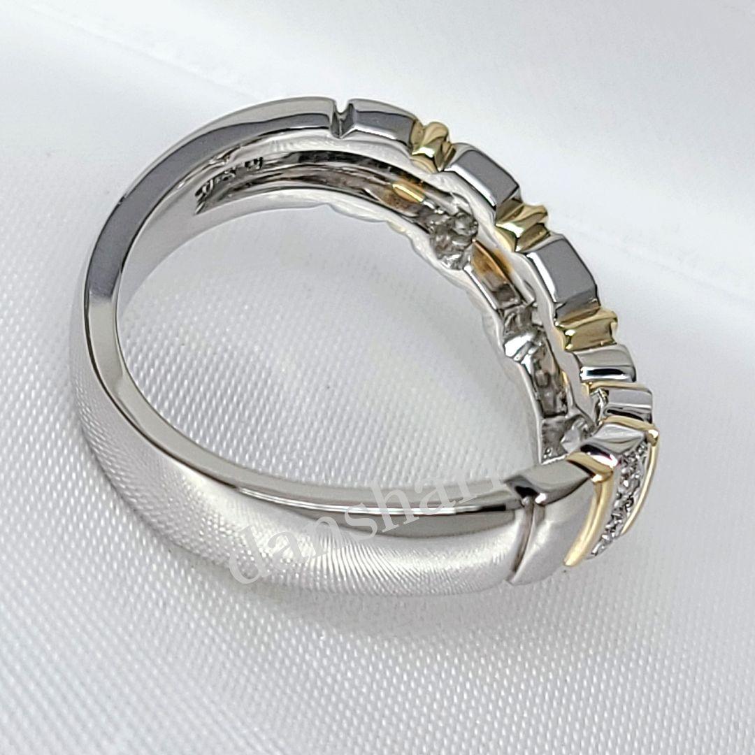 新品同様/Ｐt900 K18/アンブローズ V字 /高級ダイヤモンドリング