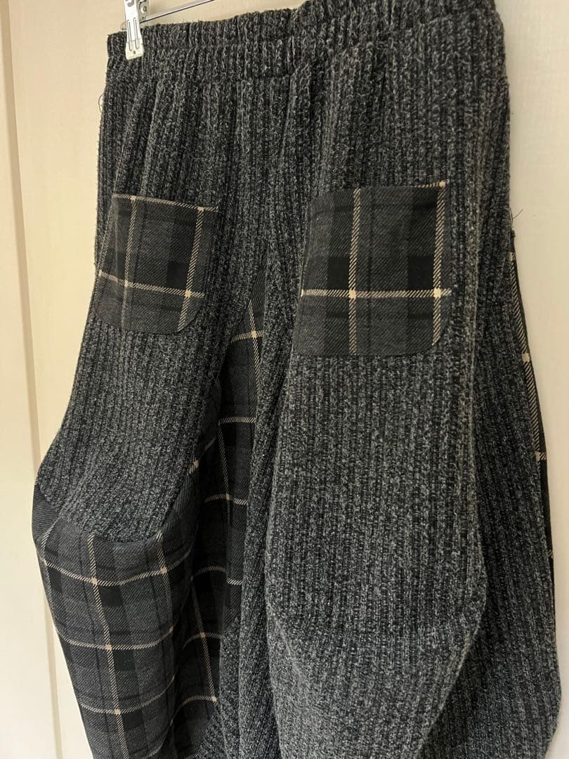 サルエルパンツ チェック切り替え