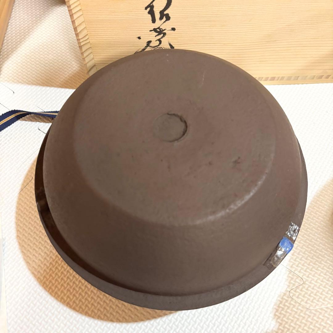 【美品】高岡鋳師 金森紹栄作 南鐐摘み平丸霰釜添 唐銅鬼面風炉 茶釜