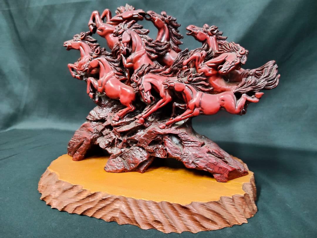 ​【重さ6.4kg】馬 置物 九馬 疾走馬 金属製 縁起物 オブジェ