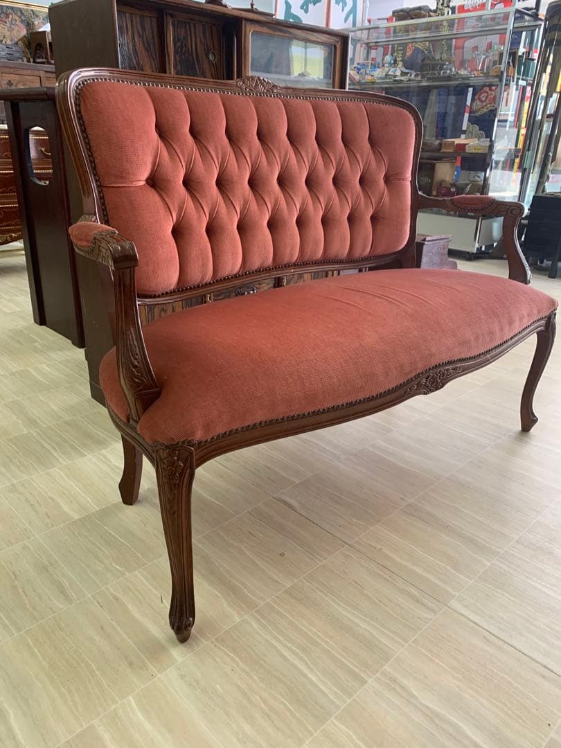 アンティークソファー　ベルベット　ヴィンテージ