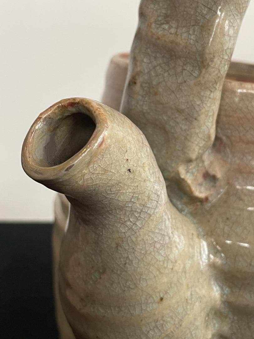 人間国宝 十代 三輪休雪 休和 萩焼 急須 特大 瓶子 土瓶 手付 茶道具 共箱