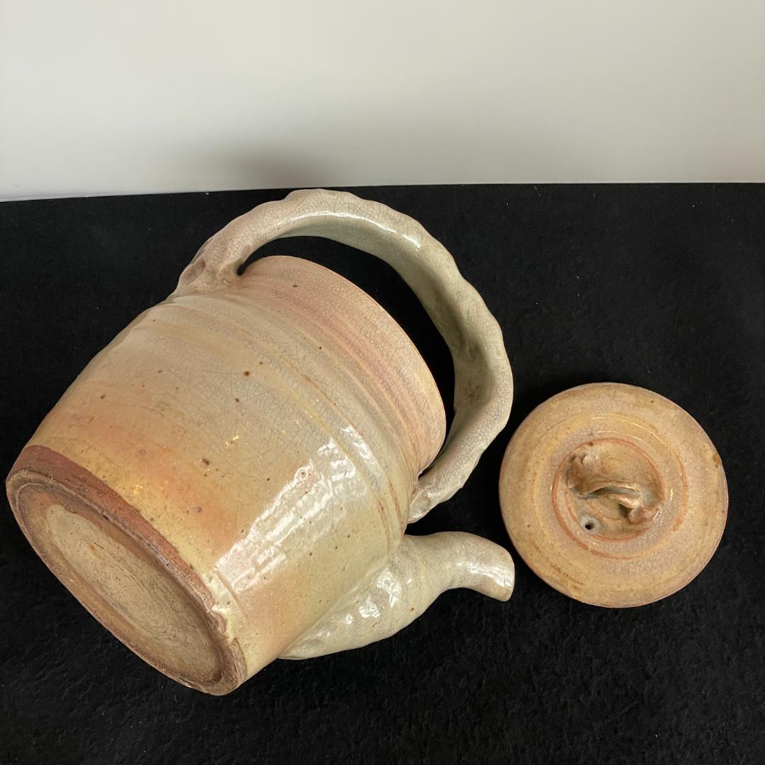 人間国宝 十代 三輪休雪 休和 萩焼 急須 特大 瓶子 土瓶 手付 茶道具 共箱