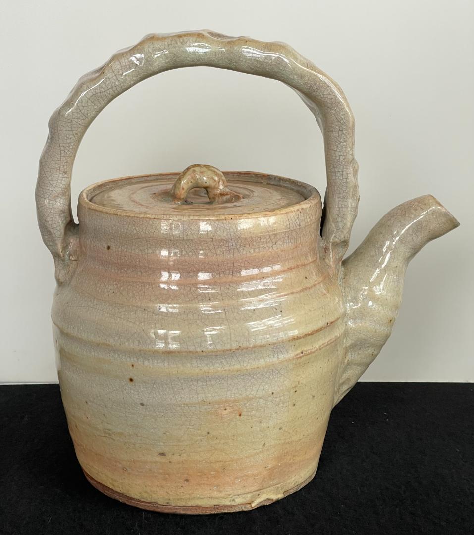 人間国宝 十代 三輪休雪 休和 萩焼 急須 特大 瓶子 土瓶 手付 茶道具 共箱