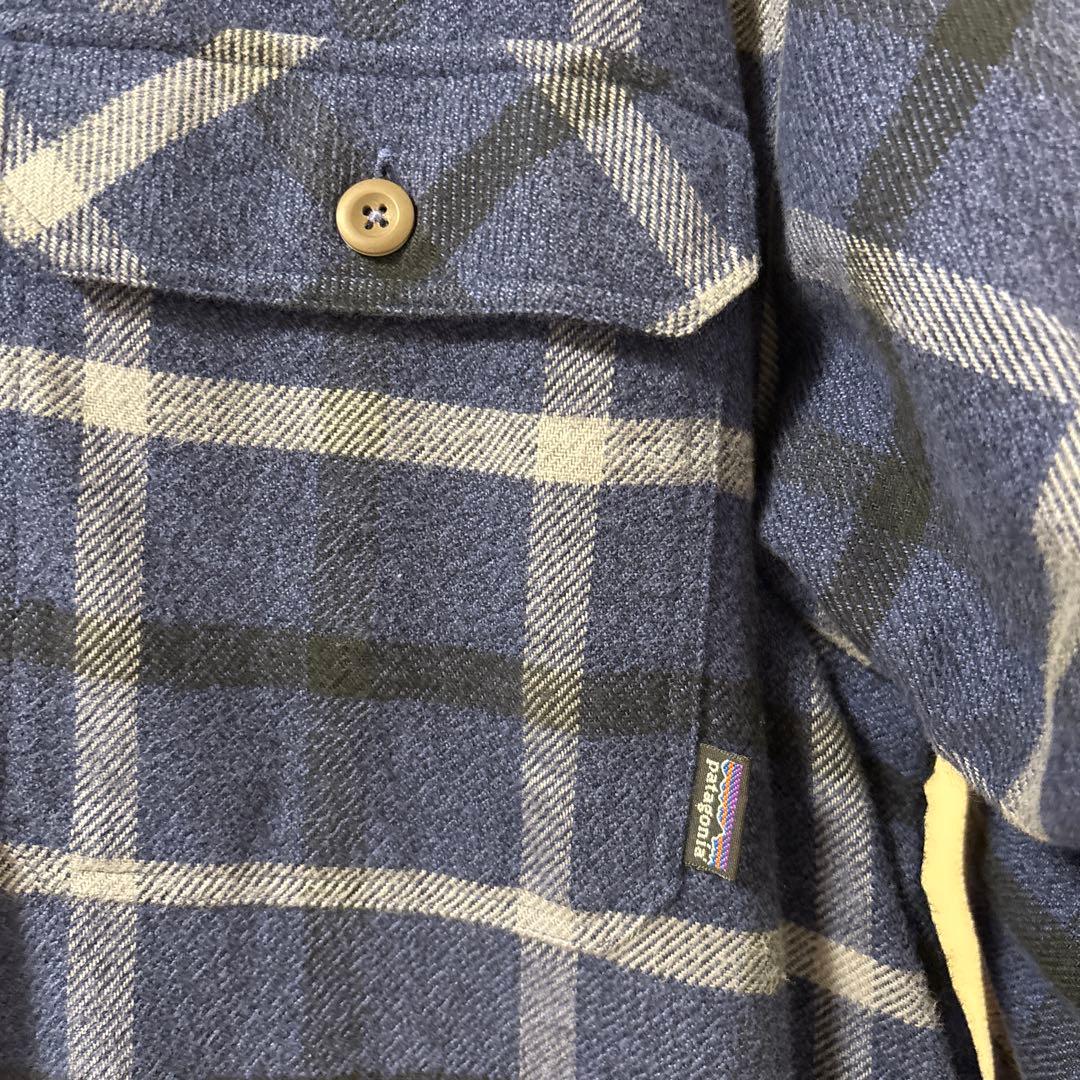 す*中様 Patagonia ネイビー グレー チェックジャケット　Lサイズ　メ
