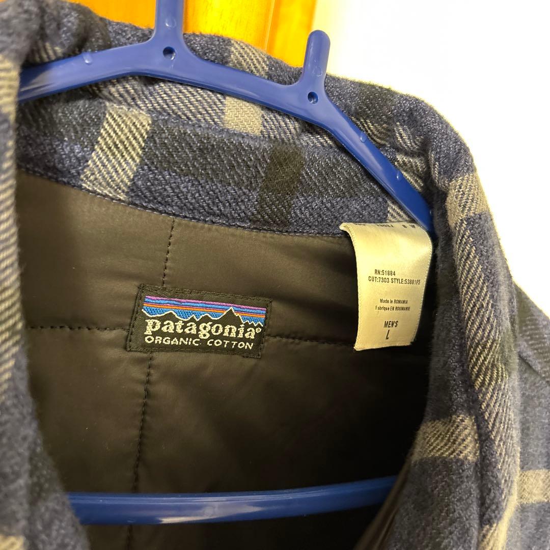す*中様 Patagonia ネイビー グレー チェックジャケット　Lサイズ　メ