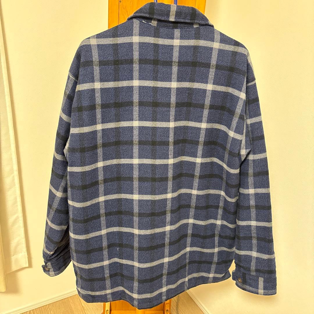 す*中様 Patagonia ネイビー グレー チェックジャケット　Lサイズ　メ