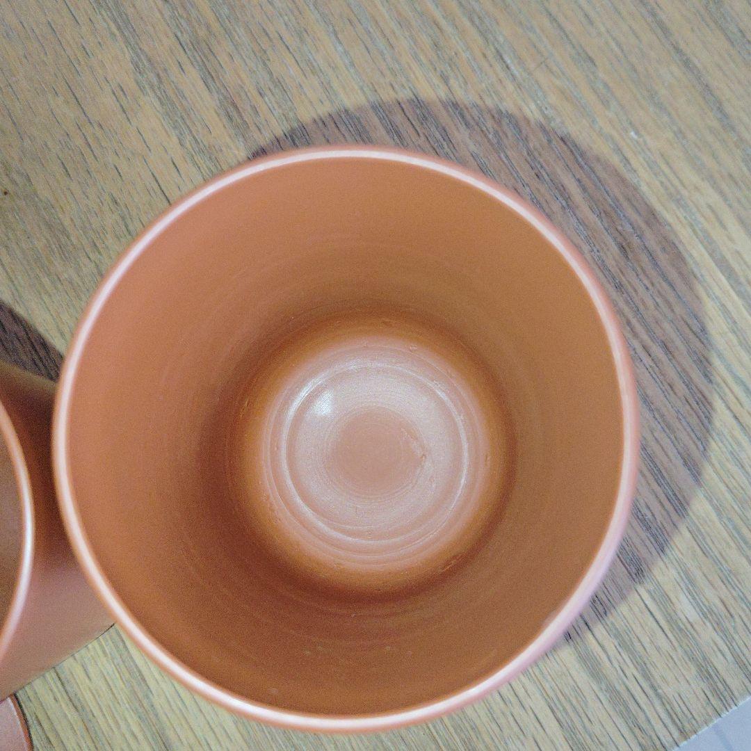 常滑焼　北篠　清水源二　赤茶色 陶器 湯のみペア 2個セット