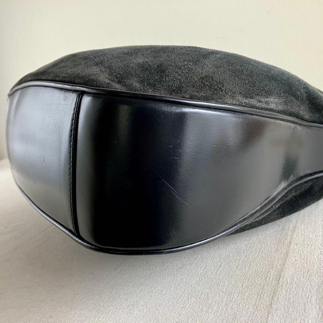 バッグ Gucci Bamboo Black Suede Shoulder Bag