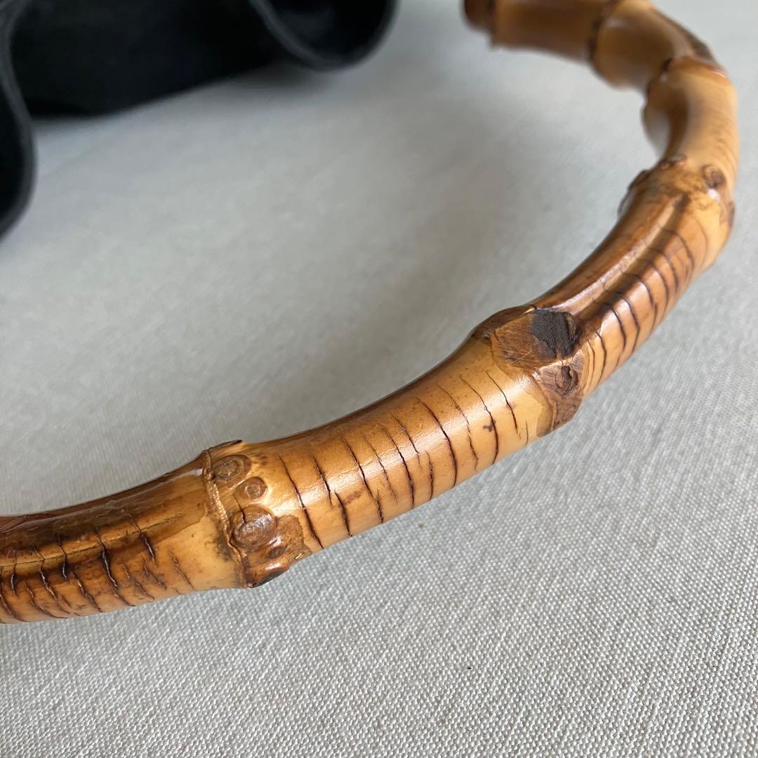 バッグ Gucci Bamboo Black Suede Shoulder Bag