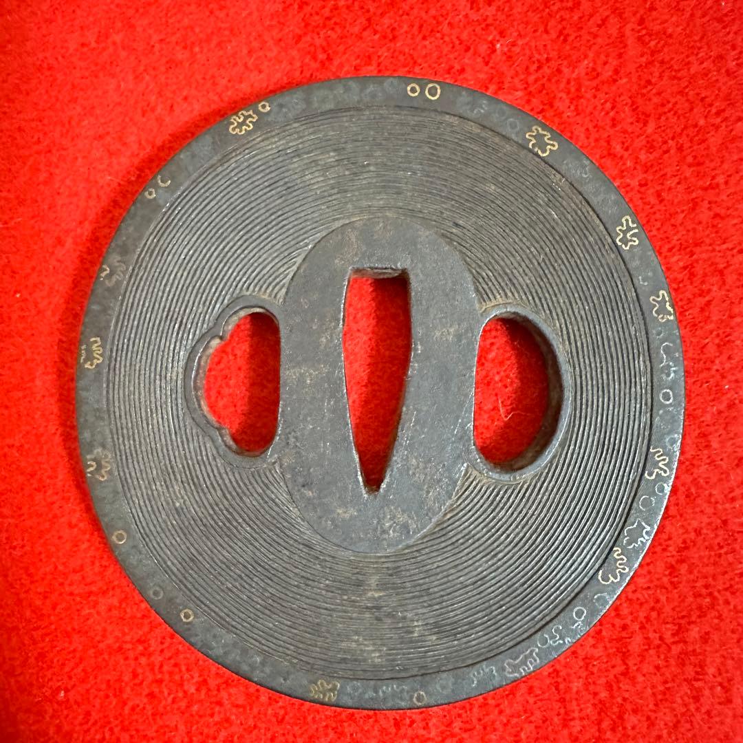 鉄地　金象嵌刀装具 鍔 刀鍔 骨董品 鉄地 鐔 武具　鉄瓶蓋 10個セット