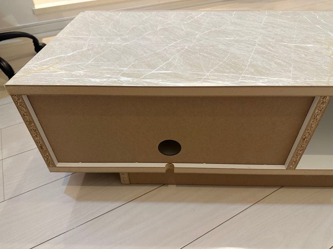 LOWYA 日本製 テレビ台ローテレビ台 ストーン柄 ホワイト [幅160]