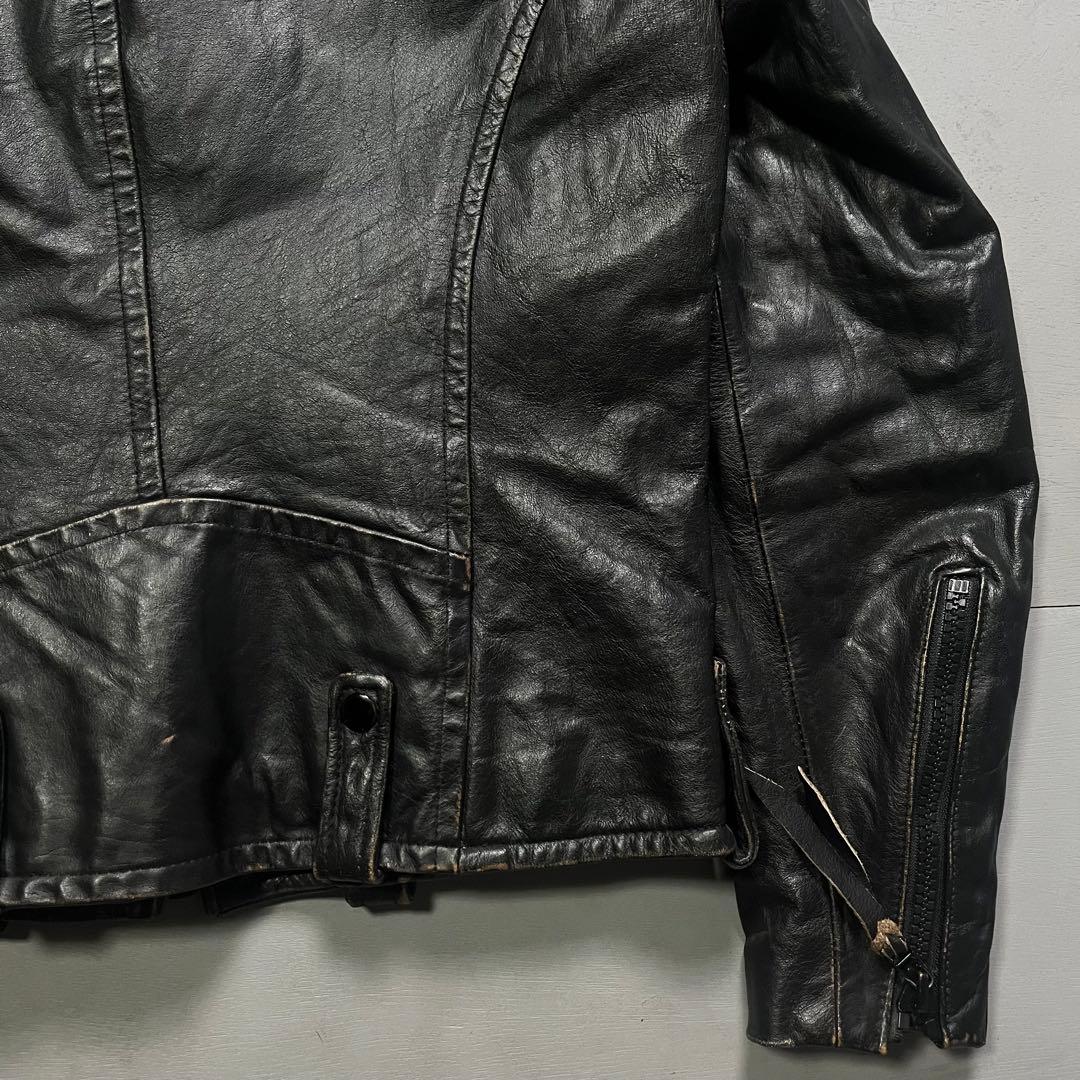 Schott シングルライダースジャケット　牛革　オールレザー　ステッチ　黒　S
